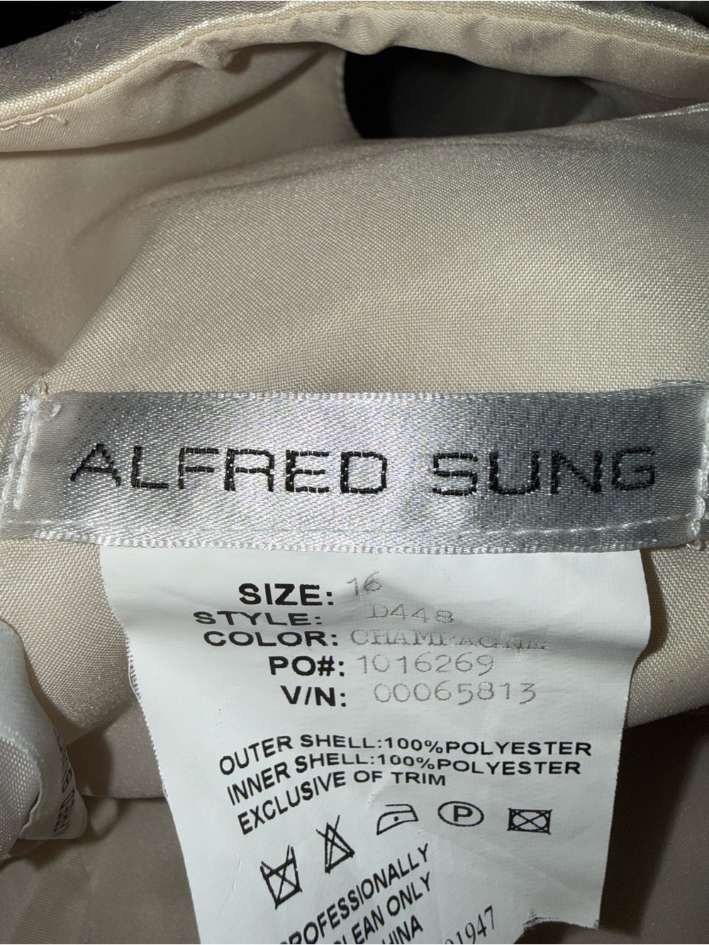 Alfred Sung D448 Champagne A-Line Midi Sleeveless Cocktail Dress - Picture 11 of 13